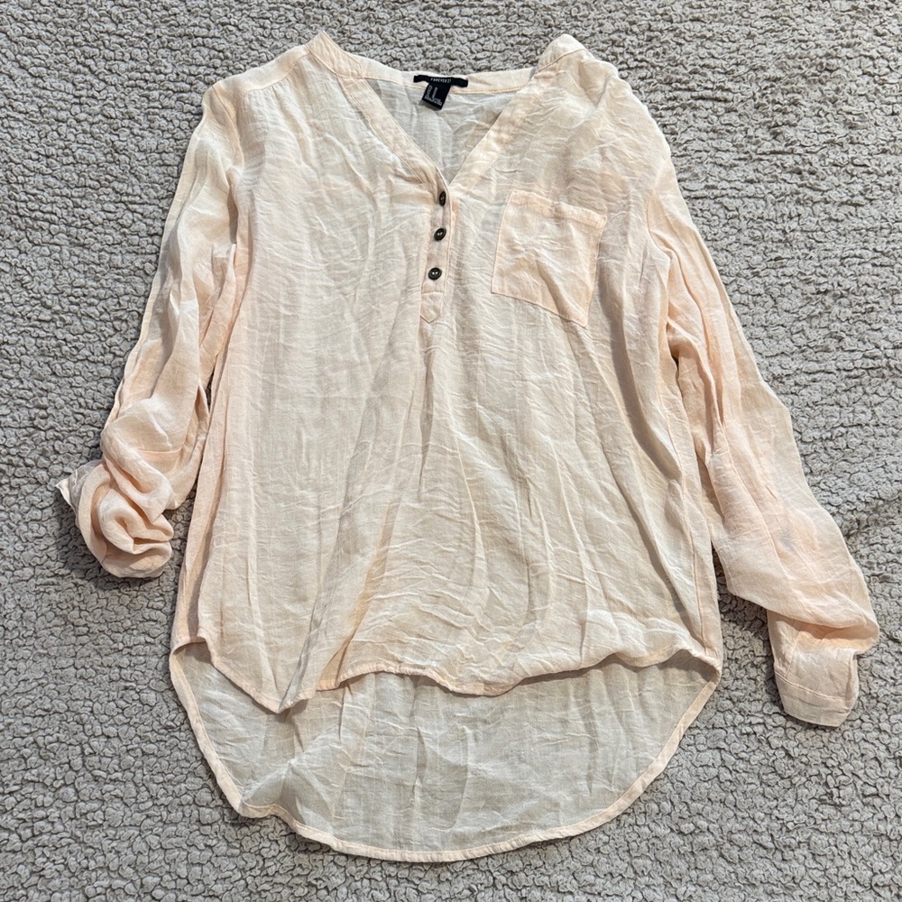 Forever 21 Light Peach Button-Up Blouse